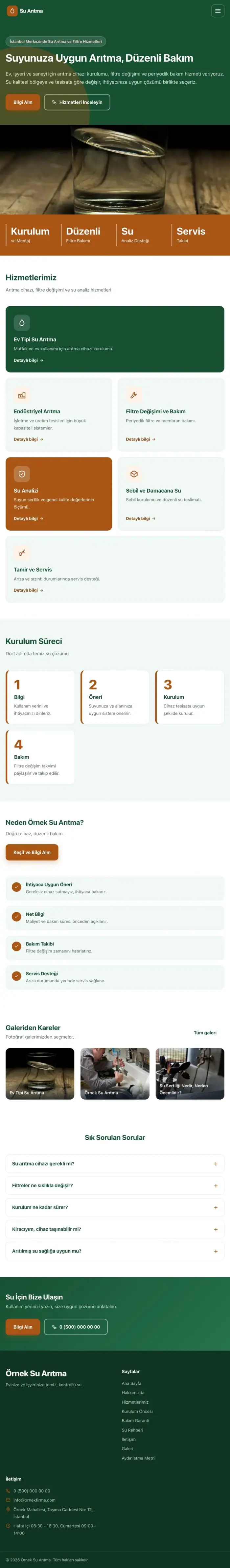 Blok Yeşil Turuncu – Su Arıtma Web Sitesi tablet görünümü