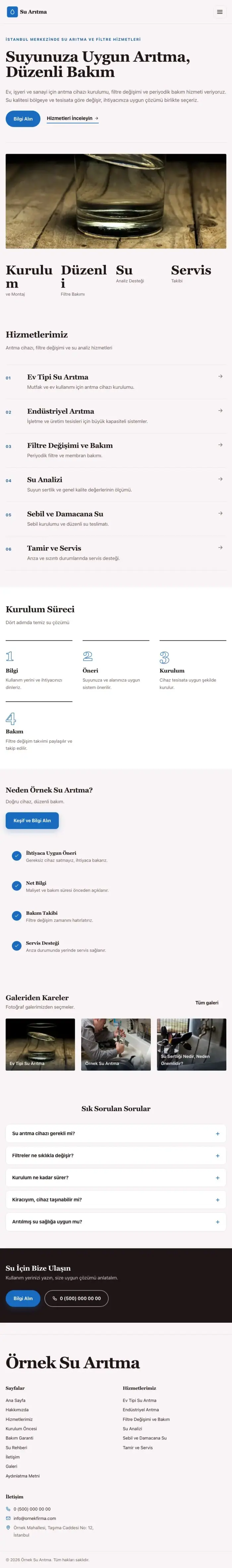 Dergi Editoryal Bordo Mavi – Su Arıtma Web Sitesi tablet görünümü