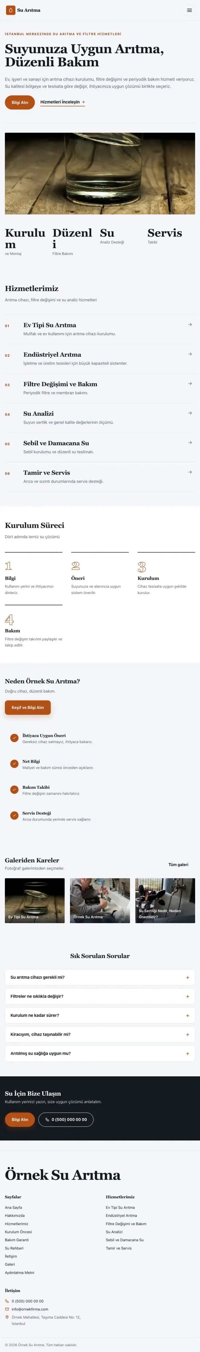 Dergi Editoryal Mavi Turuncu – Su Arıtma Web Sitesi tablet görünümü