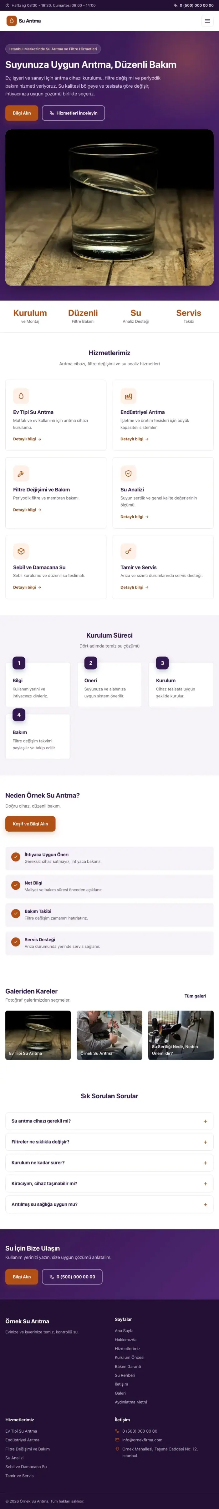 Klasik Mor Turuncu – Su Arıtma Web Sitesi tablet görünümü