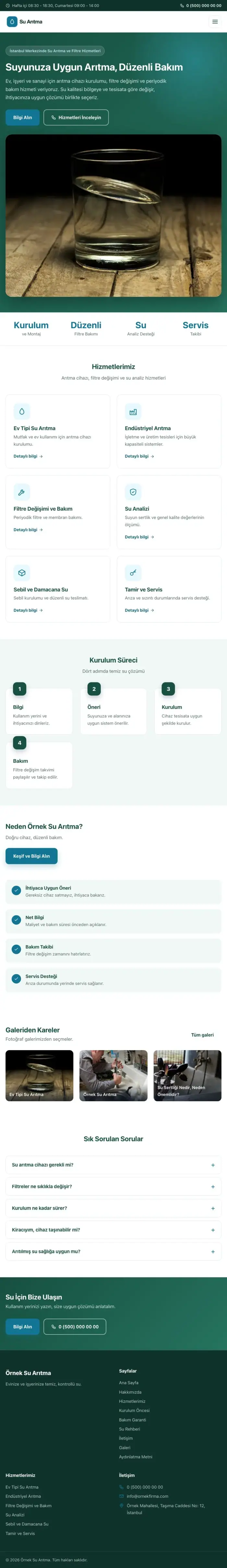 Klasik Petrol Turkuaz – Su Arıtma Web Sitesi tablet görünümü