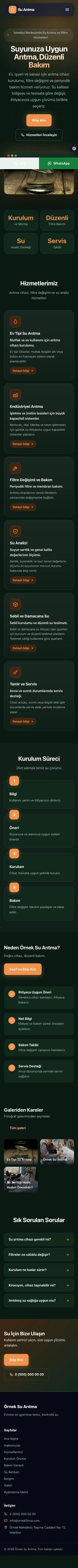 Koyu Modern Yeşil Turuncu – Su Arıtma Web Sitesi mobil görünümü