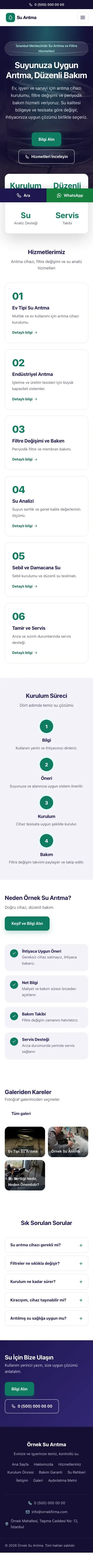Merkez Tasarım – Su Arıtma Web Sitesi mobil görünümü