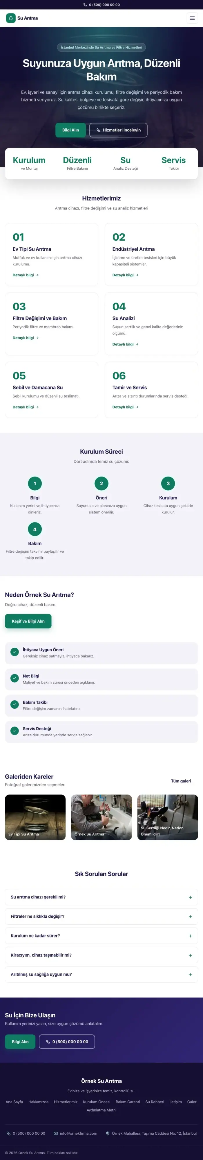 Merkez Tasarım – Su Arıtma Web Sitesi tablet görünümü