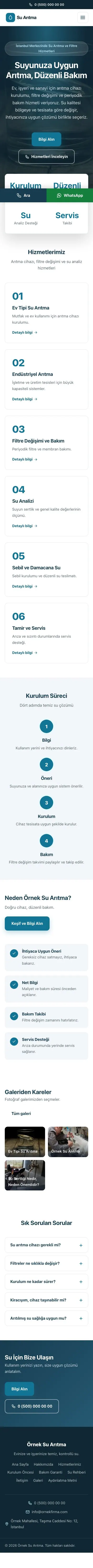 Merkez Mavi Turkuaz – Su Arıtma Web Sitesi mobil görünümü