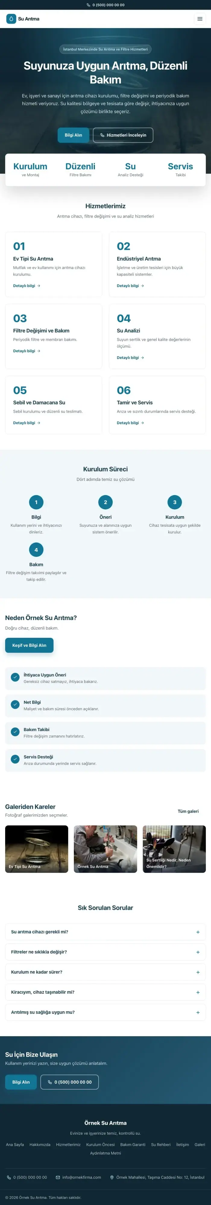 Merkez Mavi Turkuaz – Su Arıtma Web Sitesi tablet görünümü