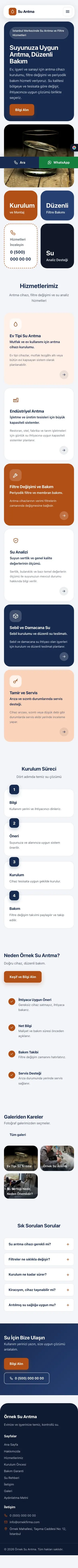 Mozaik Mavi Turuncu – Su Arıtma Web Sitesi mobil görünümü