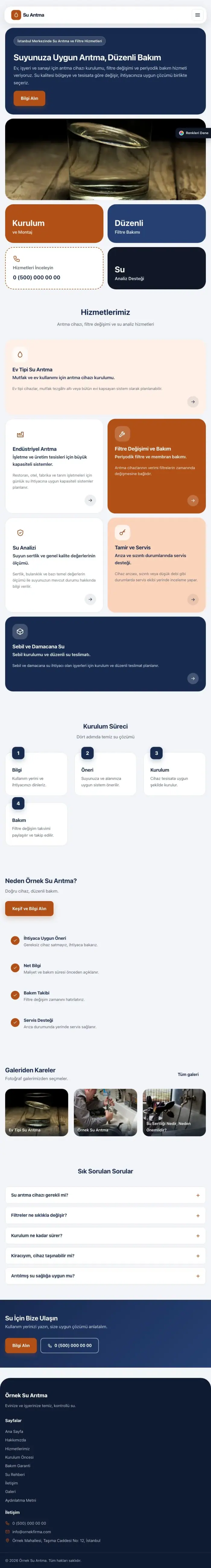 Mozaik Mavi Turuncu – Su Arıtma Web Sitesi tablet görünümü