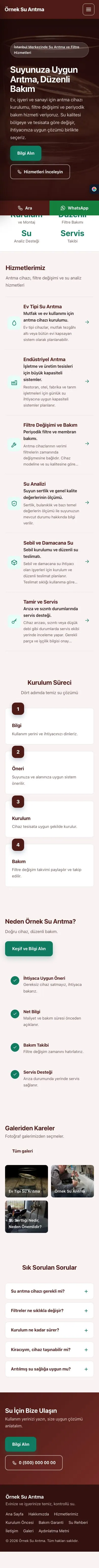 Sol Menü Bordo Turkuaz – Su Arıtma Web Sitesi mobil görünümü