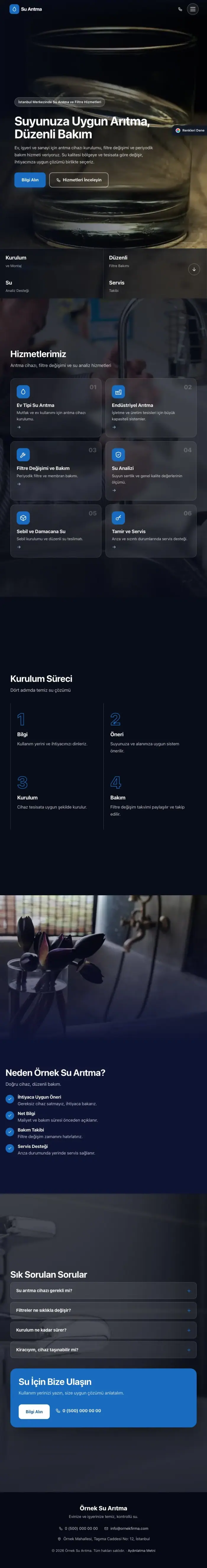 Tam Ekran Lacivert Mavi – Su Arıtma Web Sitesi tablet görünümü