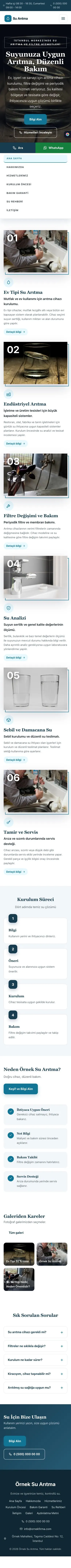 Zigzag Mavi Turkuaz – Su Arıtma Web Sitesi mobil görünümü