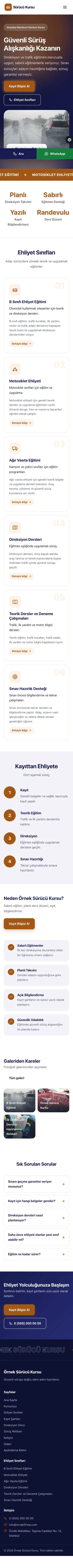 Hareketli Lacivert Turuncu – Sürücü Kursu Web Sitesi mobil görünümü