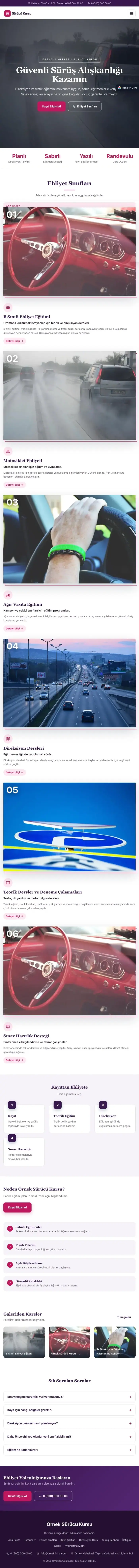 Zigzag Mor Pembe – Sürücü Kursu Web Sitesi tablet görünümü