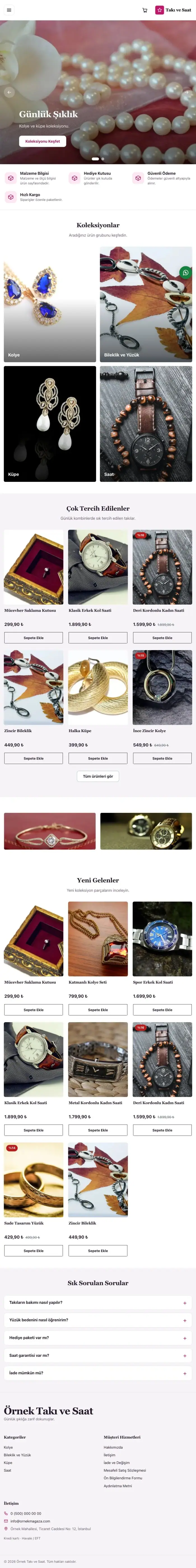 Butik Mor Pembe – Takı ve Saat E-ticaret Sitesi tablet görünümü