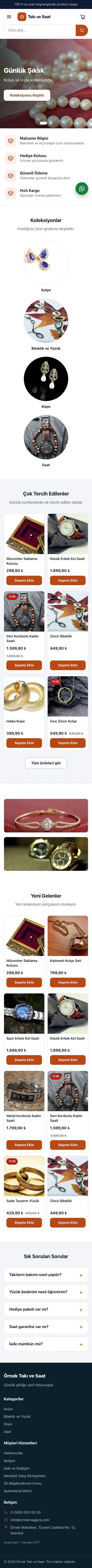 Vitrin Mavi Turuncu – Takı ve Saat E-ticaret Sitesi mobil görünümü