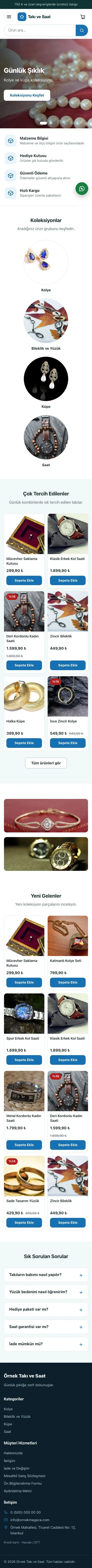 Vitrin Petrol Mavi – Takı ve Saat E-ticaret Sitesi mobil görünümü