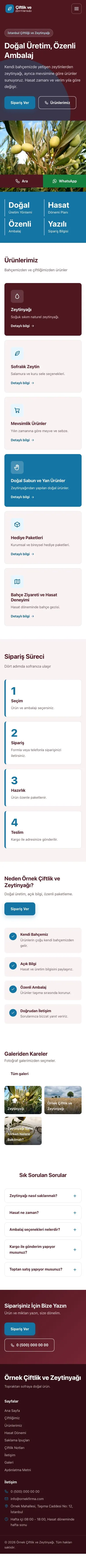 Blok Bordo Mavi – Tarım ve Zeytinyağı Web Sitesi mobil görünümü