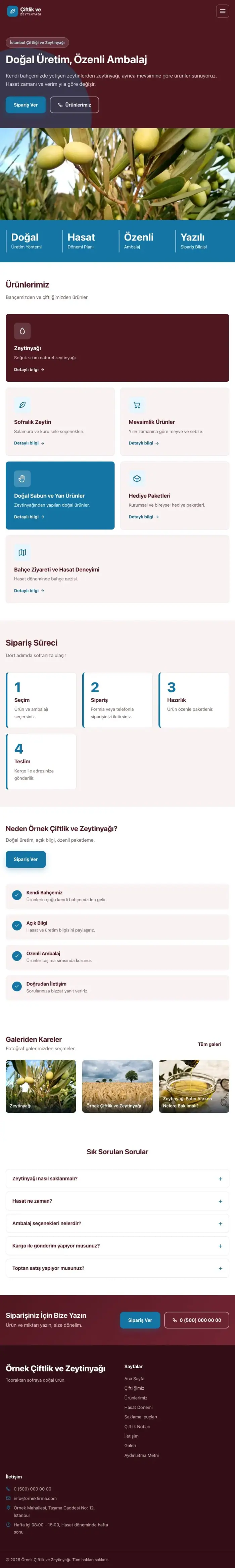 Blok Bordo Mavi – Tarım ve Zeytinyağı Web Sitesi tablet görünümü