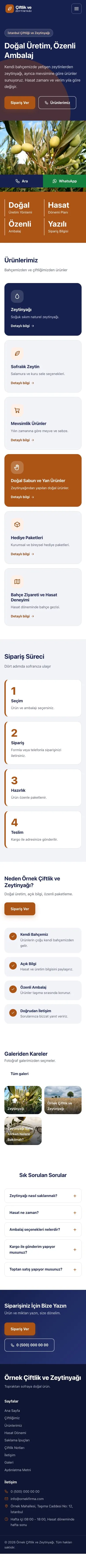 Blok Lacivert Turuncu – Tarım ve Zeytinyağı Web Sitesi mobil görünümü