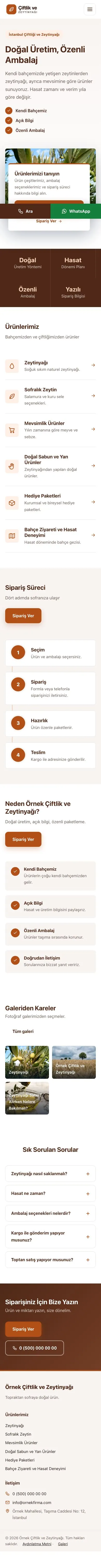 Bölünmüş Kahve Turuncu – Tarım ve Zeytinyağı Web Sitesi mobil görünümü