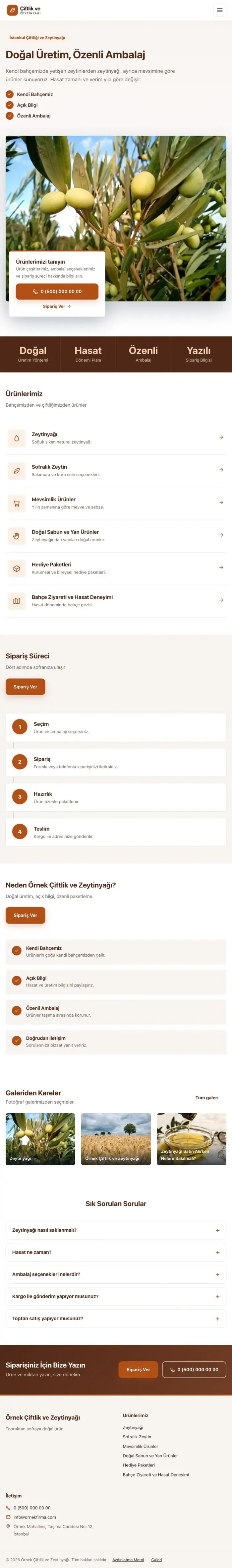 Bölünmüş Kahve Turuncu – Tarım ve Zeytinyağı Web Sitesi tablet görünümü