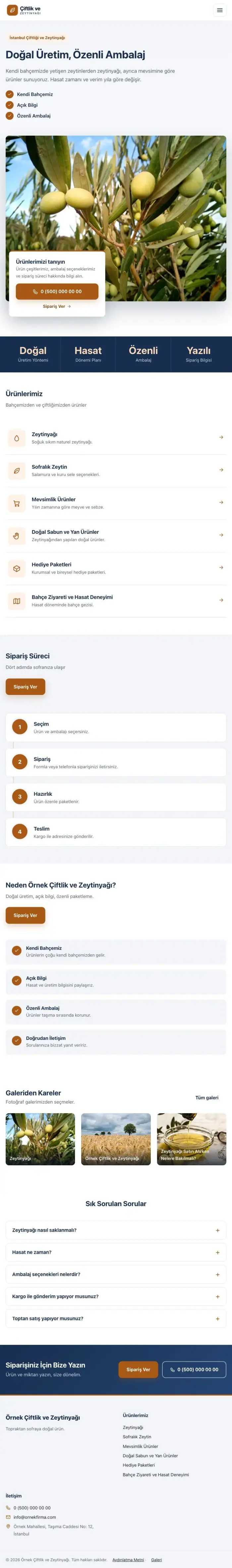 Bölünmüş Mavi Turuncu – Tarım ve Zeytinyağı Web Sitesi tablet görünümü