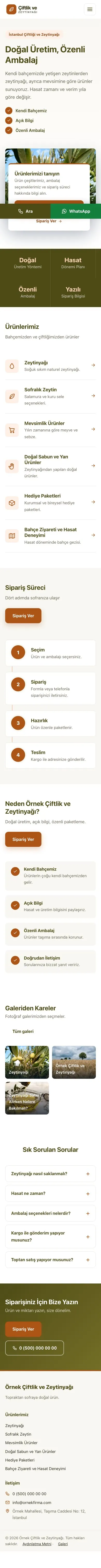 Bölünmüş Zeytin Turuncu – Tarım ve Zeytinyağı Web Sitesi mobil görünümü