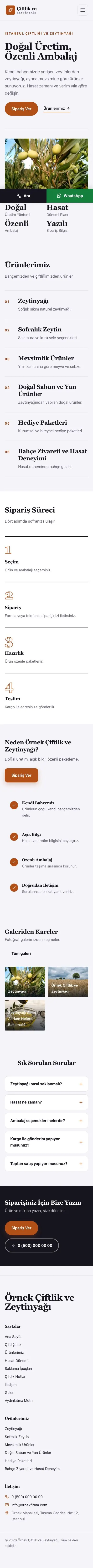 Editoryal Lacivert Turuncu – Tarım ve Zeytinyağı Web Sitesi mobil görünümü