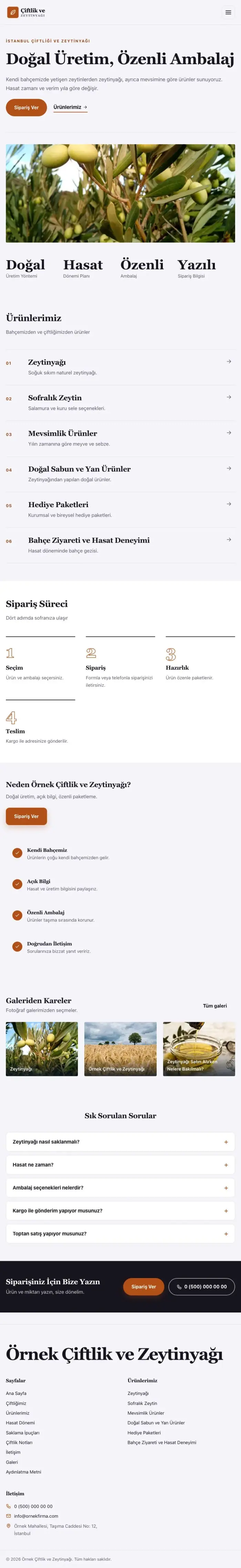 Editoryal Lacivert Turuncu – Tarım ve Zeytinyağı Web Sitesi tablet görünümü