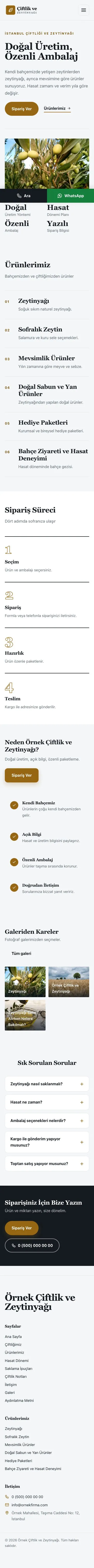 Editoryal Mavi Turuncu – Tarım ve Zeytinyağı Web Sitesi mobil görünümü