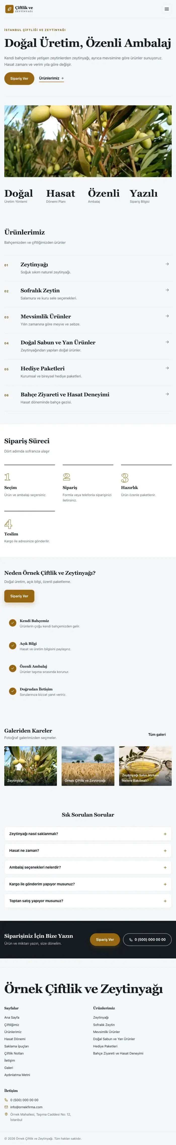 Editoryal Mavi Turuncu – Tarım ve Zeytinyağı Web Sitesi tablet görünümü