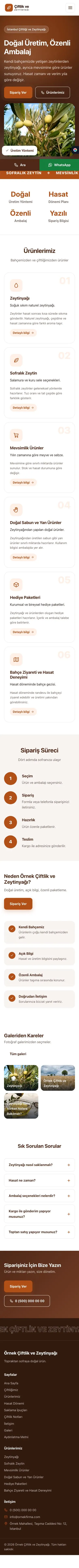 Hareketli Kahve Turuncu – Tarım ve Zeytinyağı Web Sitesi mobil görünümü