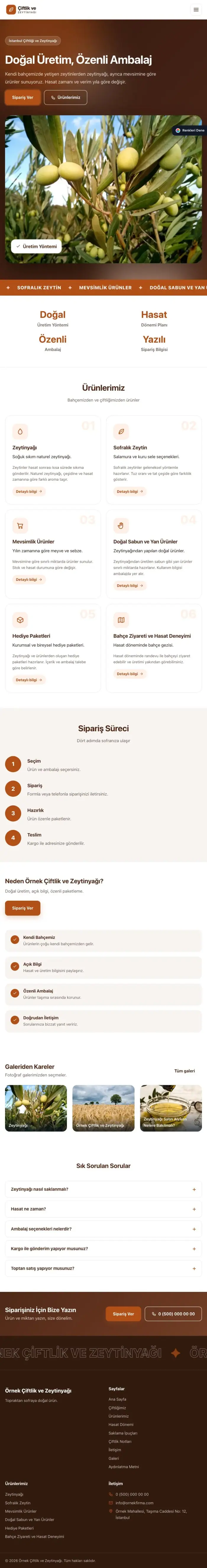 Hareketli Kahve Turuncu – Tarım ve Zeytinyağı Web Sitesi tablet görünümü