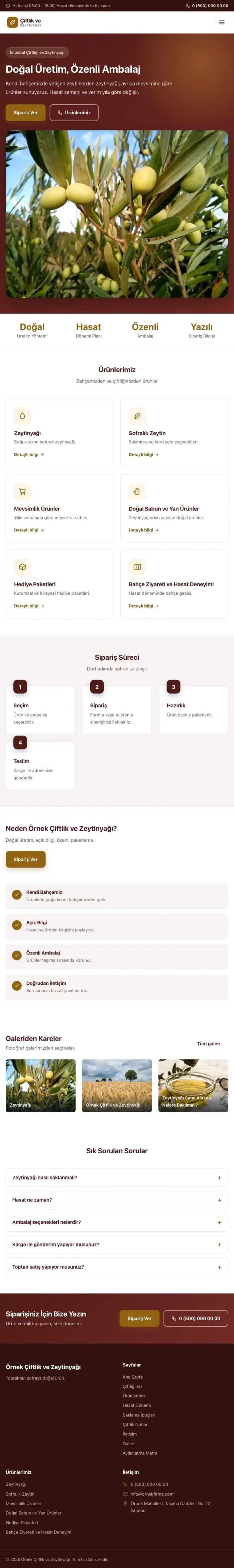 Klasik Bordo Turuncu – Tarım ve Zeytinyağı Web Sitesi tablet görünümü
