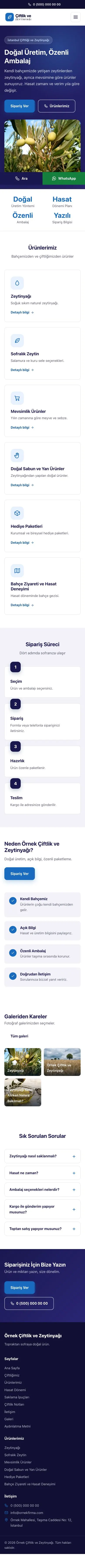 Klasik Lacivert Mavi – Tarım ve Zeytinyağı Web Sitesi mobil görünümü