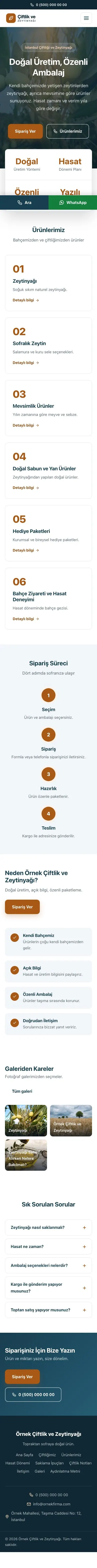 Merkez Mavi Turuncu – Tarım ve Zeytinyağı Web Sitesi mobil görünümü