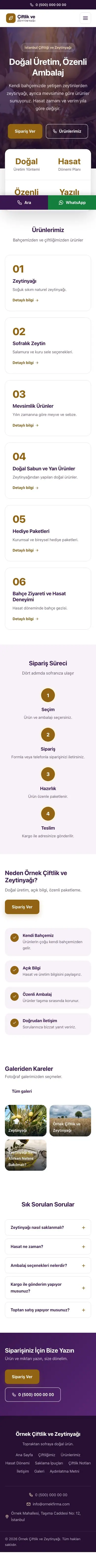 Merkez Mor Turuncu – Tarım ve Zeytinyağı Web Sitesi mobil görünümü