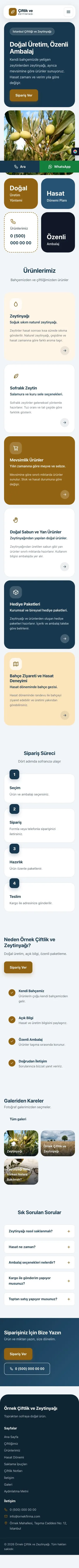 Mozaik Mavi Turuncu – Tarım ve Zeytinyağı Web Sitesi mobil görünümü