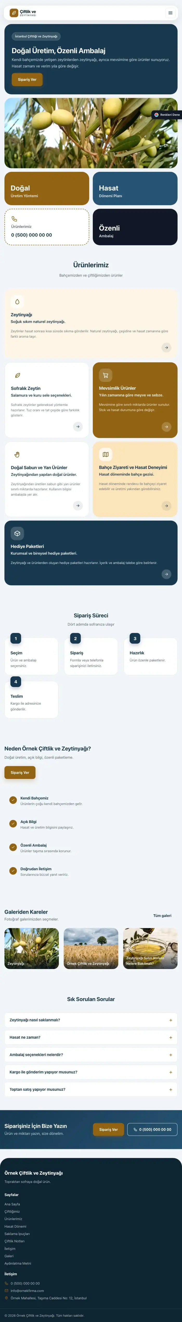 Mozaik Mavi Turuncu – Tarım ve Zeytinyağı Web Sitesi tablet görünümü