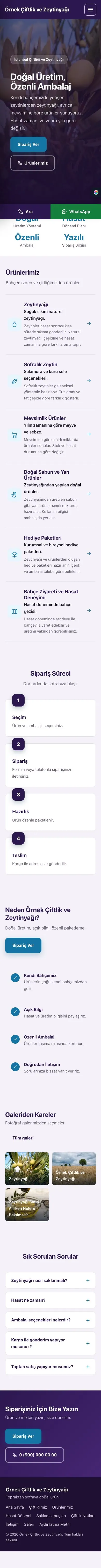 Sol Menü Mor Mavi – Tarım ve Zeytinyağı Web Sitesi mobil görünümü