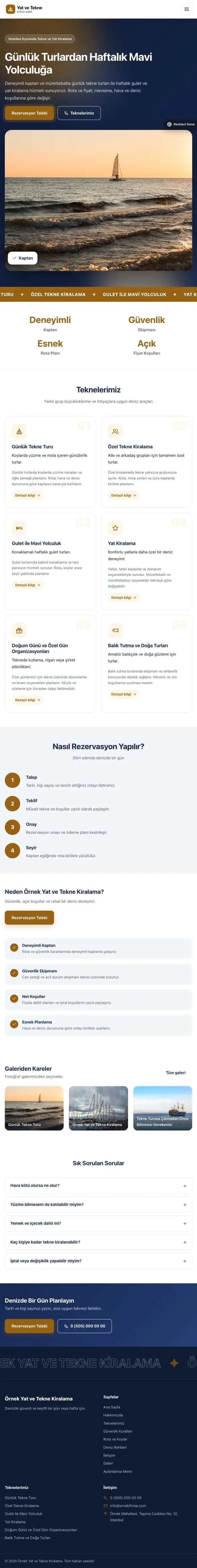 Hareketli Mavi Turuncu – Tekne ve Yat Kiralama Web Sitesi tablet görünümü