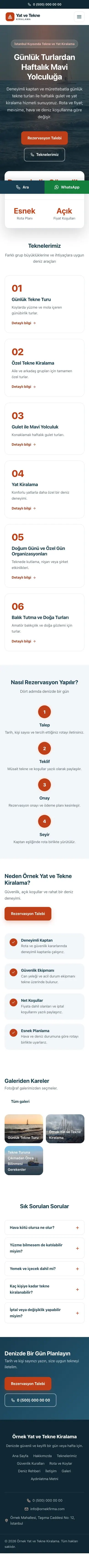 Merkez Mavi Turuncu – Tekne ve Yat Kiralama Web Sitesi mobil görünümü