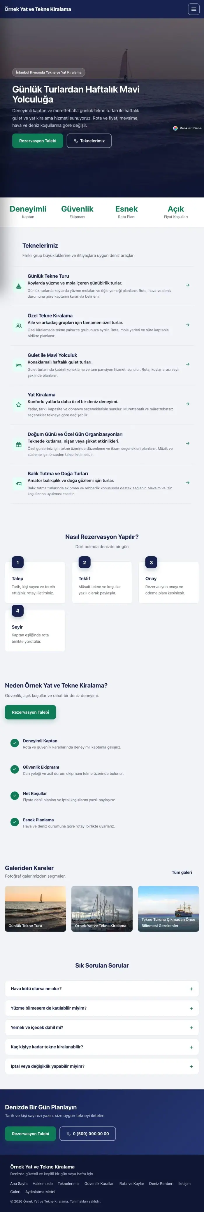 Sol Menü Lacivert Turkuaz – Tekne ve Yat Kiralama Web Sitesi tablet görünümü