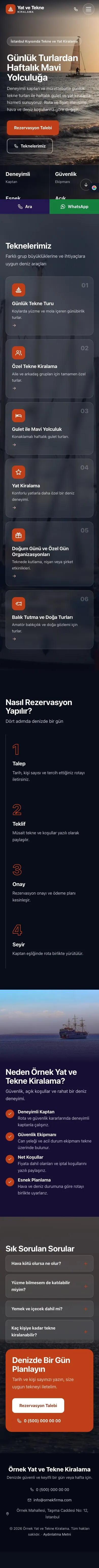 Tam Ekran Lacivert Turuncu – Tekne ve Yat Kiralama Web Sitesi mobil görünümü