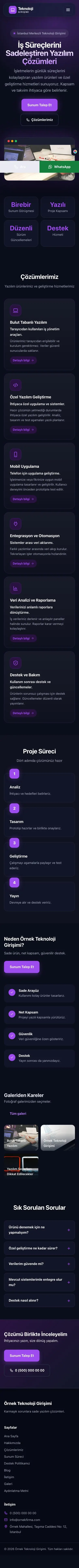 Koyu Modern Lacivert Mor – Teknoloji ve Girişim Web Sitesi mobil görünümü