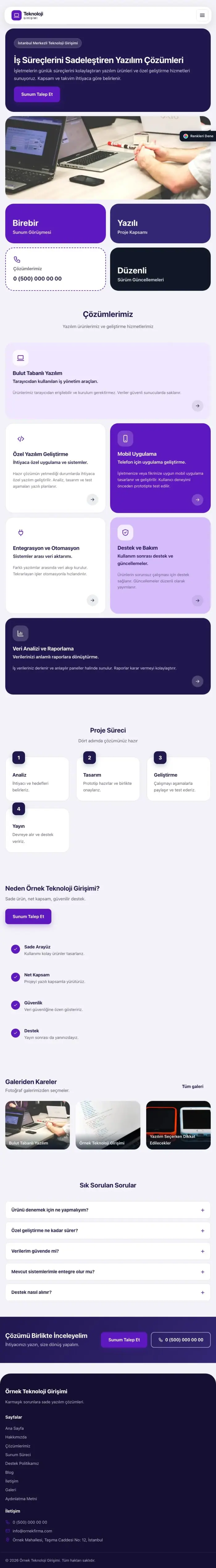 Mozaik Lacivert Mor – Teknoloji ve Girişim Web Sitesi tablet görünümü
