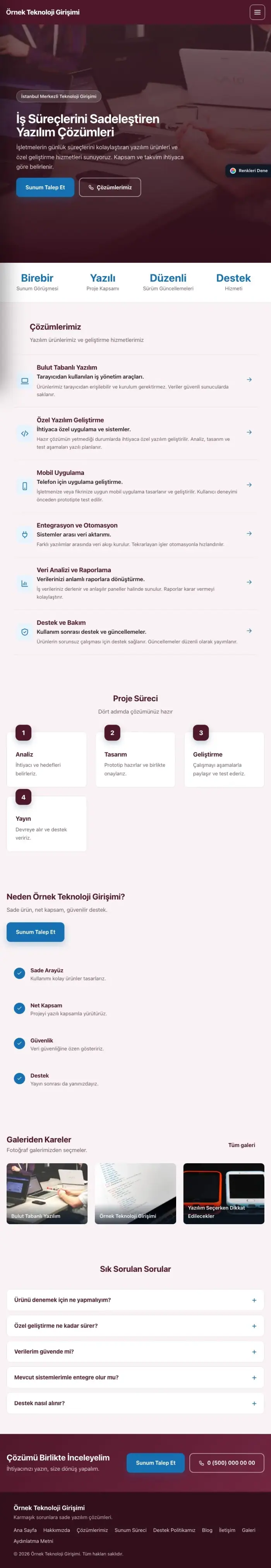 Sol Menü Bordo Mavi – Teknoloji ve Girişim Web Sitesi tablet görünümü