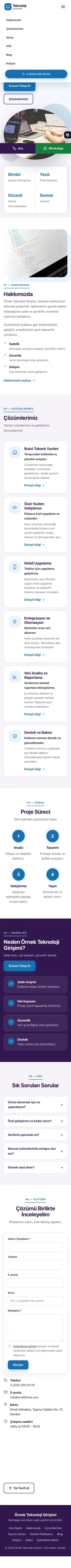 Tek Sayfa Mor Mavi – Teknoloji ve Girişim Web Sitesi mobil görünümü