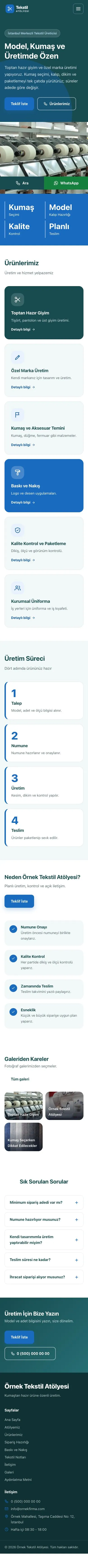 Blok Petrol Mavi – Tekstil Web Sitesi mobil görünümü