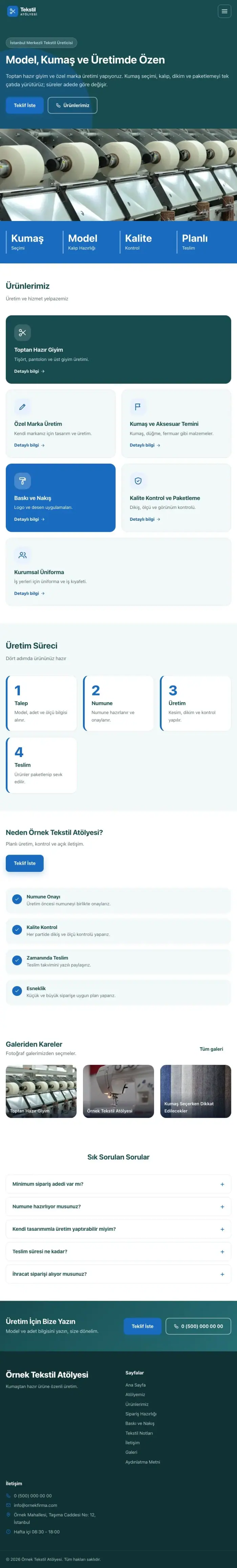 Blok Petrol Mavi – Tekstil Web Sitesi tablet görünümü